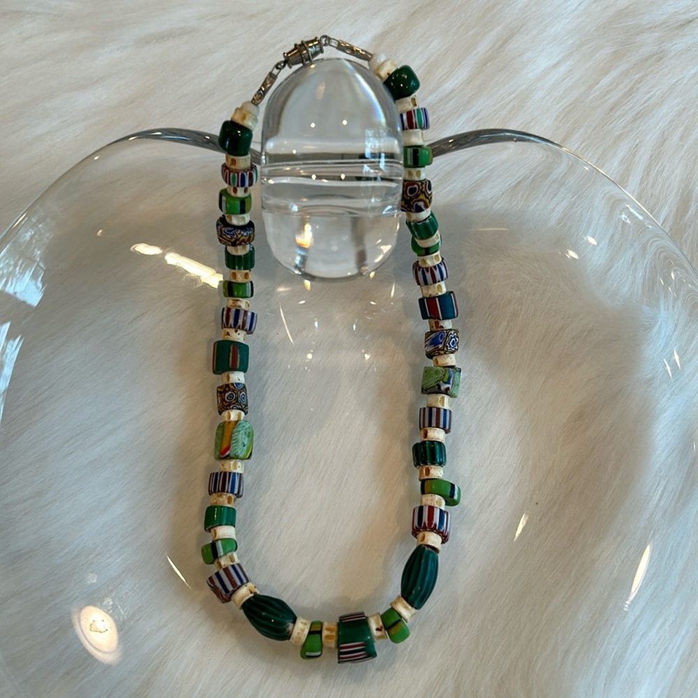 Rare African Chevron Venetian Trade Bead Necklace